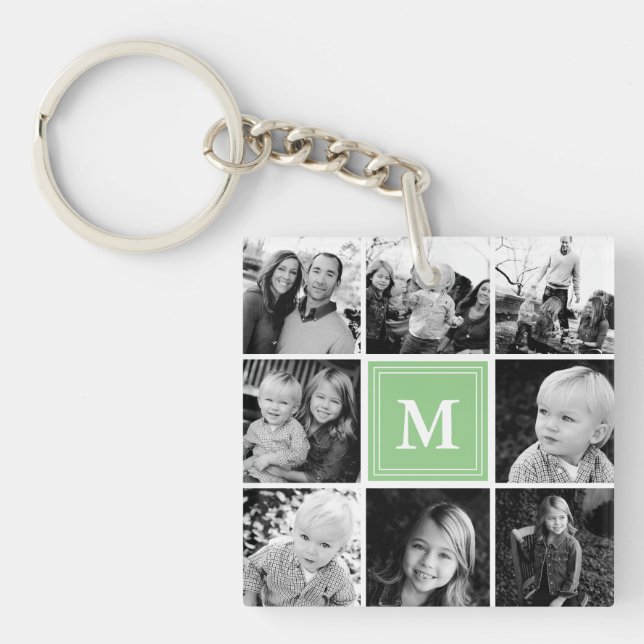 Porte-clés Collage photo de famille de monogrammes de monnaie (Devant)