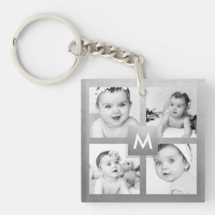 Porte-clés Collage photo famille personnalisée Monogramme arg