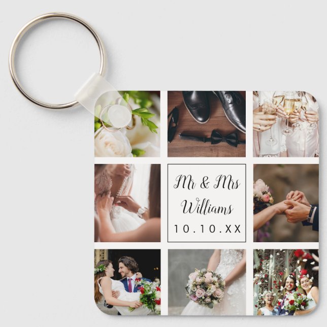 Porte-clés Collage photo Mariage personnalisé (Recto)