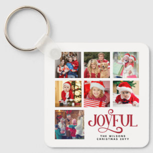 Porte-clés Collage photo personnalisé Nom de famille Noël