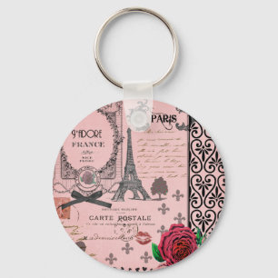 Porte-clés Collage vintage Pink Paris