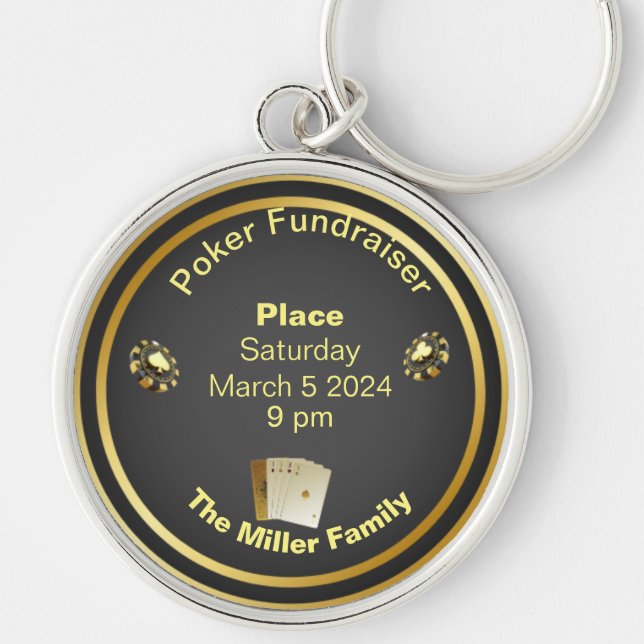 Porte-clés Collecte de fonds Black and Gold Poker (Devant)