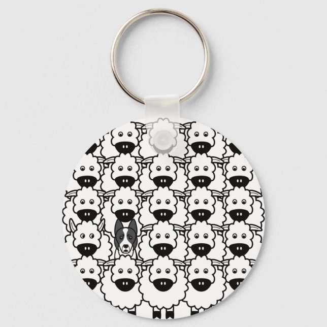 Porte-clés Collie frontalière lisse dans le mouton (Recto)