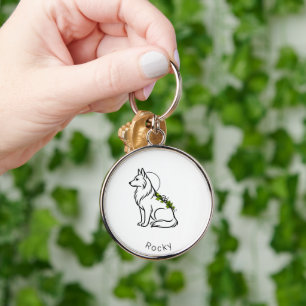 Porte-clés Collier Minimaliste Berger Allemand Nom Personnali