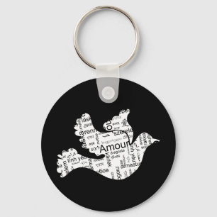 Porte-clés Colombe d'amour