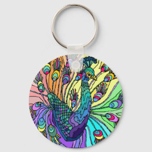 PORTE-CLÉS COLORÉ PEACOCK PAON KEY-CHAIN