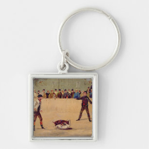 Porte-clés Combat de chien (huile sur le papier)