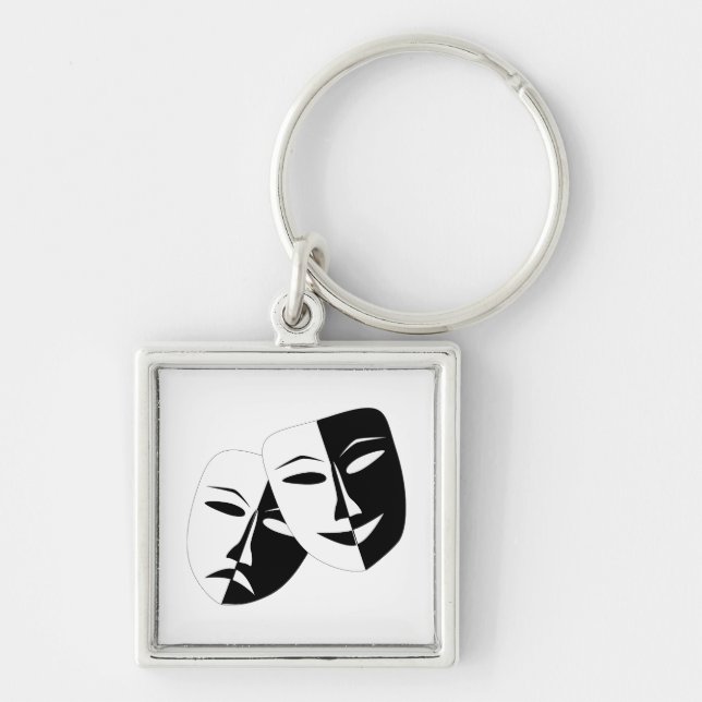 Porte-clés Comédie Tragédie Masque de théâtre noir et blanc (Devant)