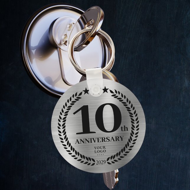 Porte-clés Commémoration du 10e anniversaire de l'argent (Silver 10th Business Anniversary Commemorative Keychain
)