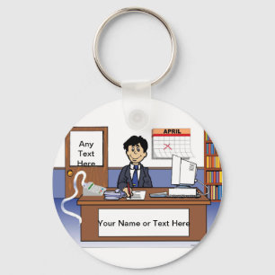 Porte-clés Comptable Personnalisé, Libraire - Cartoon Homme