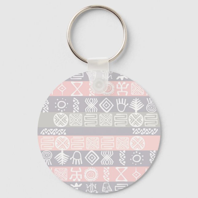 Porte-clés Conception de Boho Africain Ethnique (Recto)