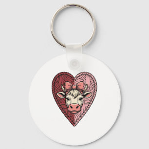Porte-clés Conception de broderie vintage de fil de coeur de