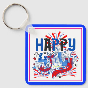 Porte-clés Conception de célébration patriotique du 4 juillet