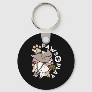 Porte-clés Conception de chats mignons et joueurs – Art de pa
