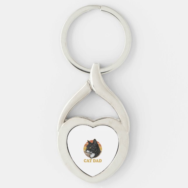 Porte-clés Conception de chemise pour papa de chat rétro Vint (Devant)