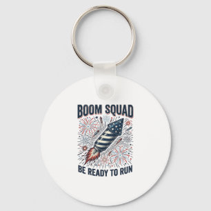 Porte-clés Conception de chemise vintage Boom Squad Feu d'art