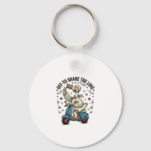 Porte-clés Conception de chemise vintage d'amour de scooter d
