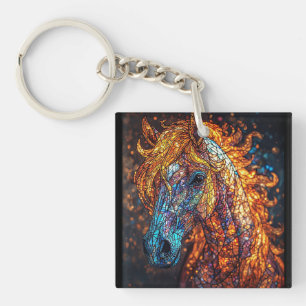 Porte-clés Conception de cheval en vitrail