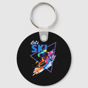 Porte-clés Conception de déchiquetage de couleur de ski vinta