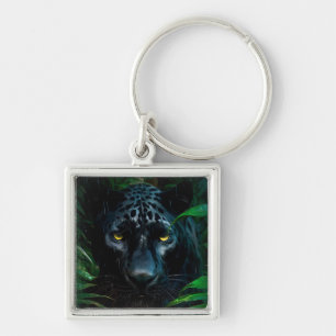 Porte-clés Conception de faune de jungle de panthère noire my