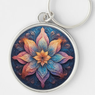 Porte-clés Conception de fleurs de mandala colorées