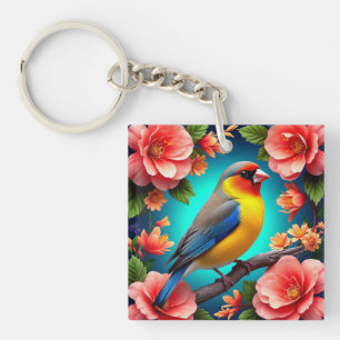 Porte-clés Conception de la nature florale de l'oiseau chante