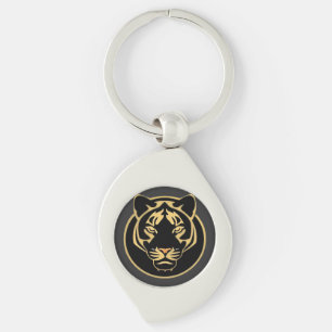 Porte-clés Conception de logo de tigre doré stylisé