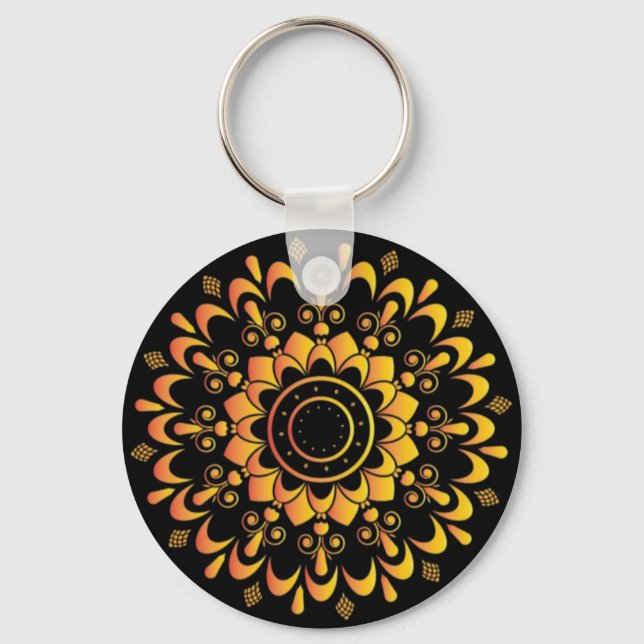 Porte-clés Conception de mandala unique doré-95747 (Recto)