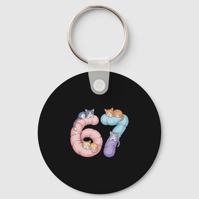 Porte-clés Conception de mème de chat mignon 67  (Recto)