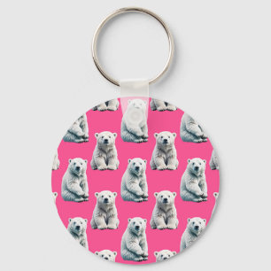 Porte-clés Conception de motif d'ours polaire rose