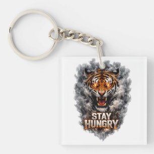 Porte-clés Conception de motivation de tigre restez affamé
