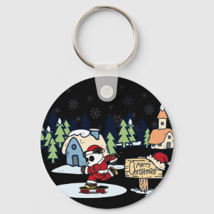 Porte-clés Conception de Noël pour skateboardeur panda