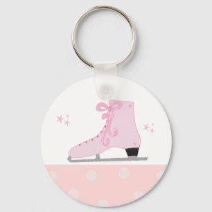 Porte-clés Conception de patinage sur glace rose