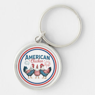 Porte-clés Conception de poulet américain patriotique du 4 ju