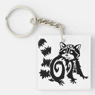 Porte-clés Conception de Raton Laveur Bois Tribal