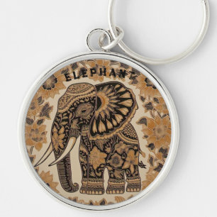 Porte-clés Conception de style vintage éléphant batik, porte-