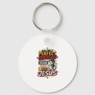 Porte-clés Conception de T-Shirt chrétien Vintage I Need Jesu