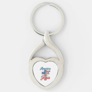 Porte-clés Conception de t-shirt croix patriotique L'Amérique