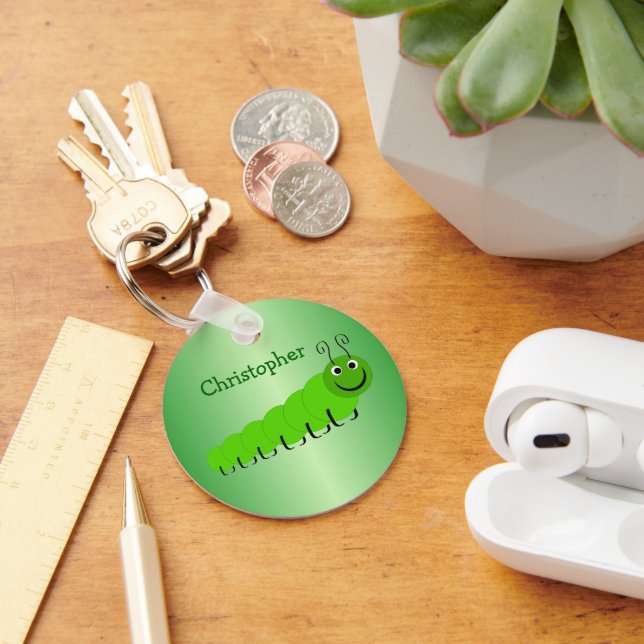 Porte-clés Conception d'insecte de chenille verte (Bureau)