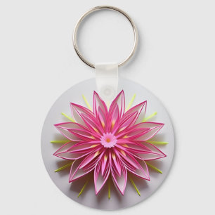 Porte-clés Conception d'origami floral rose complexe