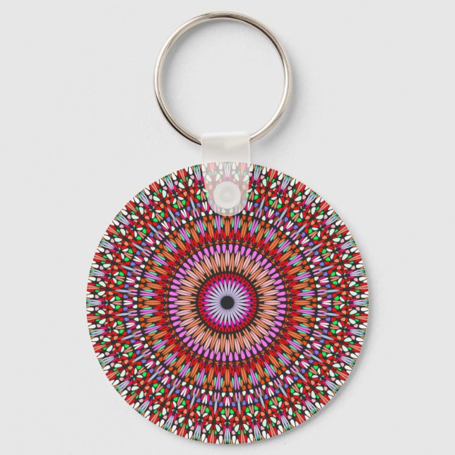 Porte-clés Conception géométrique Mandala Blue Red (Recto)