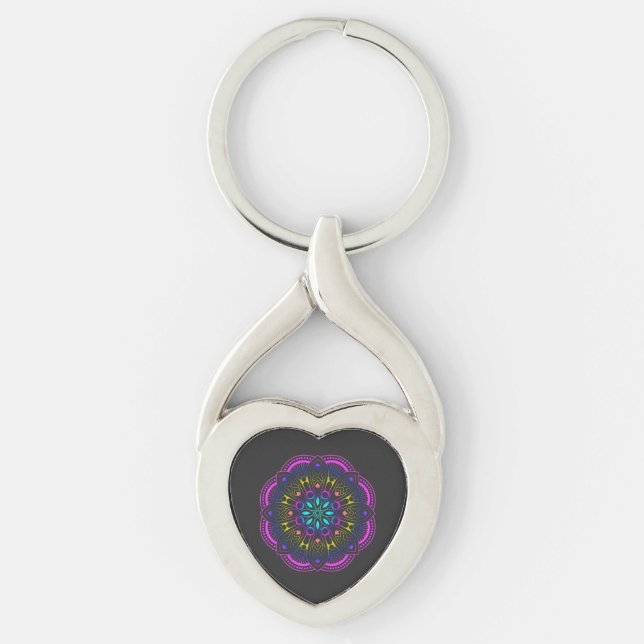Porte-clés Conception Mandala fraîche (Devant)