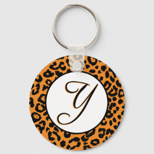 Porte-clés Conception orange de léopard avec Y