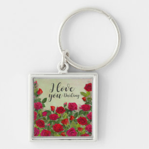 Porte-clés Conception Romantique de Rose Rouge Entièrement Pe