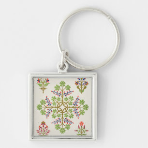 Porte-clés Conception rose de papier peint de motif, imprimé
