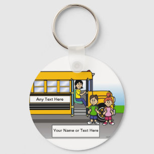 Porte-clés Conducteur de bus scolaire personnalisé - Cartoon