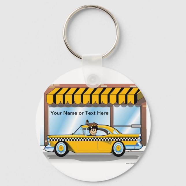 Porte-clés Conducteur de taxi personnalisé - Dessin masculin (Recto)