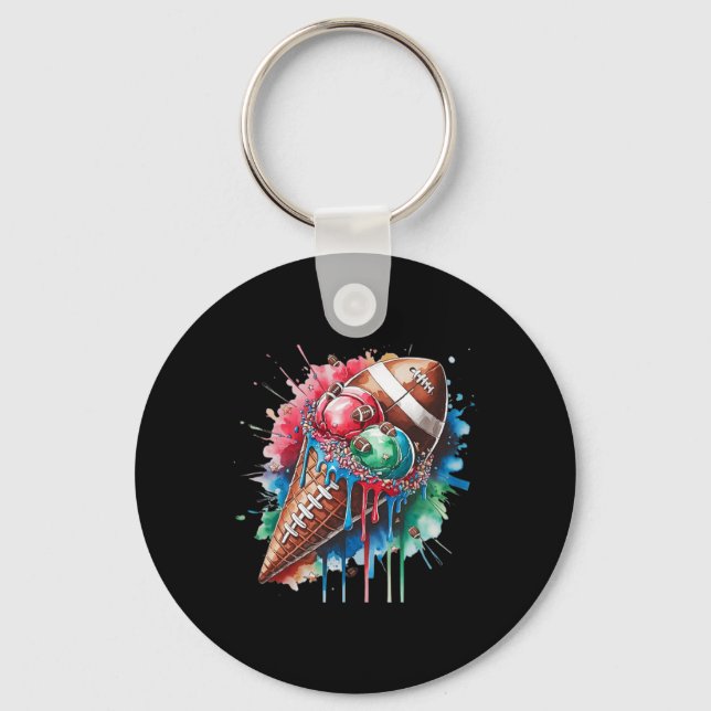 Porte-clés Cône D'Aquarelle De Crème De Flacon De Football Av (Recto)