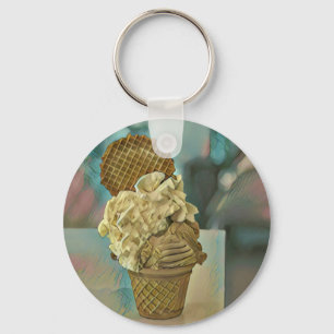 Porte-clés cône de crème glacée au chocolat