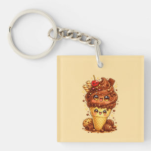 Porte-clés Cône de glace au chocolat Kawaii Keyrin